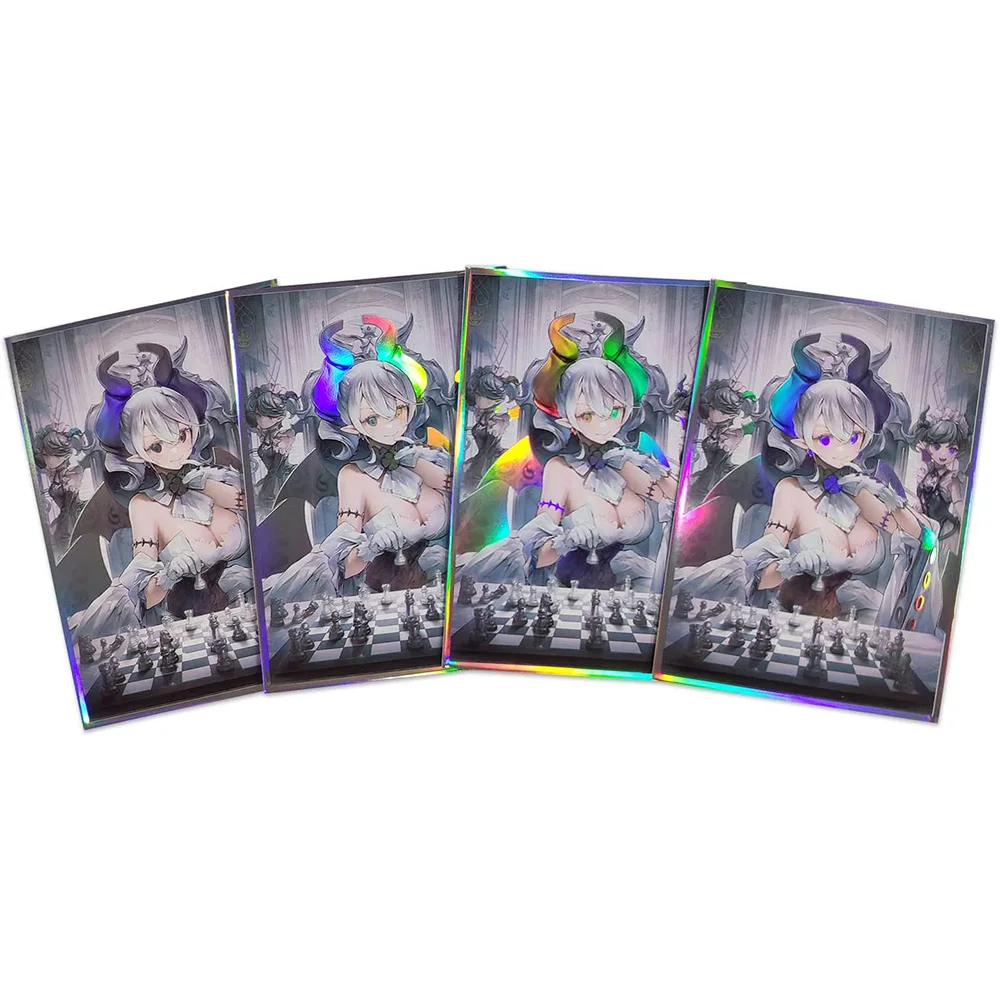 100PCS 63x90mm Trading Cards Protector Holographic Animation YuGiOh Card Sleeves Shield Laser Cute Card Deck Cover Japanese Size