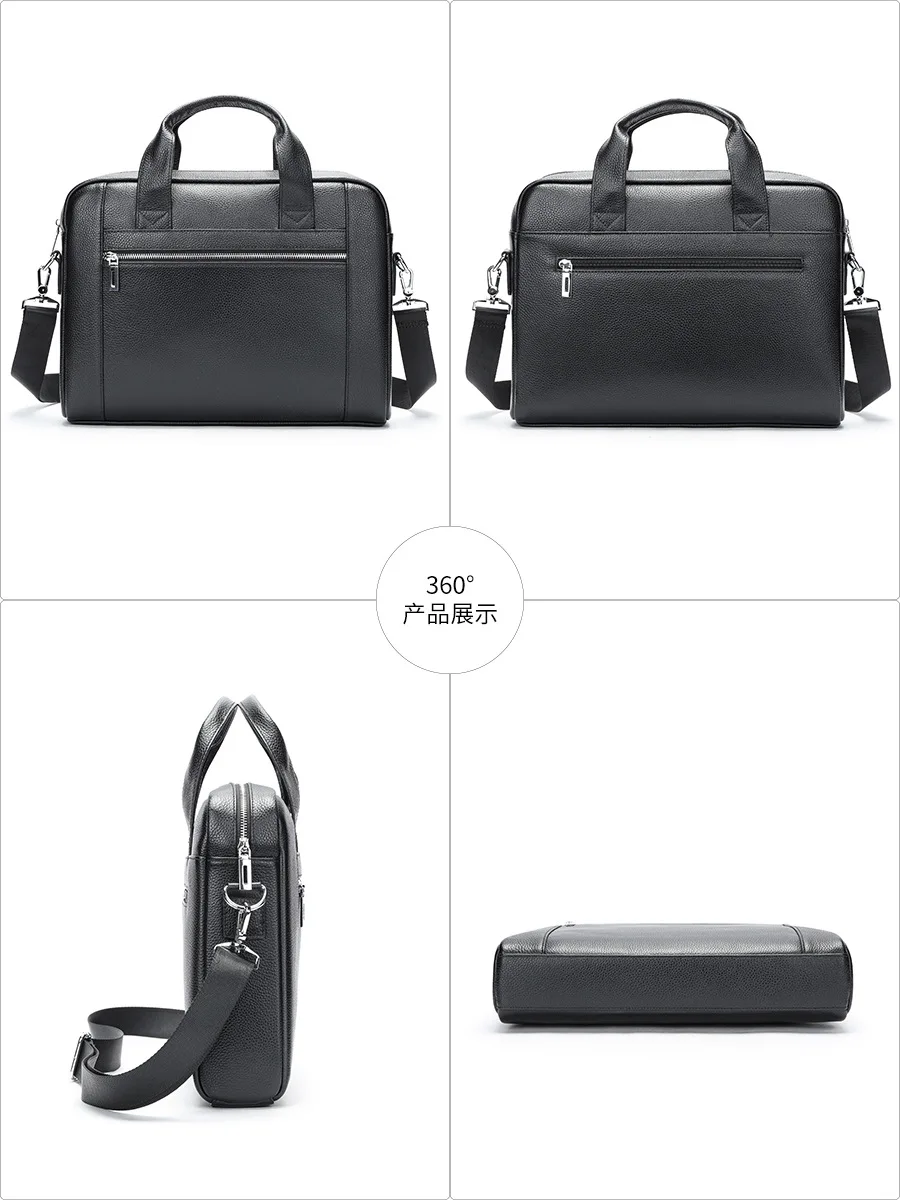 Lässige 14-Zoll-Laptoptasche für Männer weiche Rindsleder handtaschen Echt leder Umhängetasche für männliche schwarze Herren Business-Tragetaschen