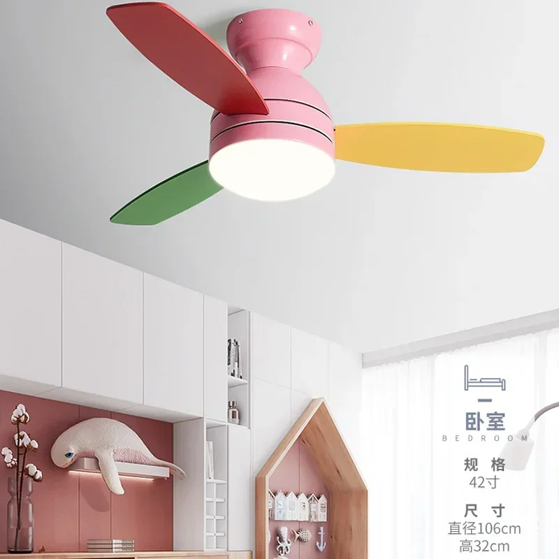 Smart Fan Light Ceiling Macarons 36 42 Inch Ceiling Fan Light Remote Control Children's Bedroom Restaurant Nordic Fans Lights