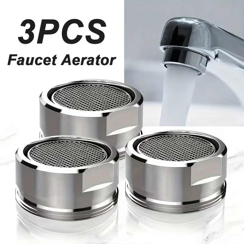 Kit com 3 Aeradores de Torneira em Aço Inoxidável - Design Elegante em Malha Metálica, Controle de Respingos, Fácil Instalação para Cozinha e Banheiro