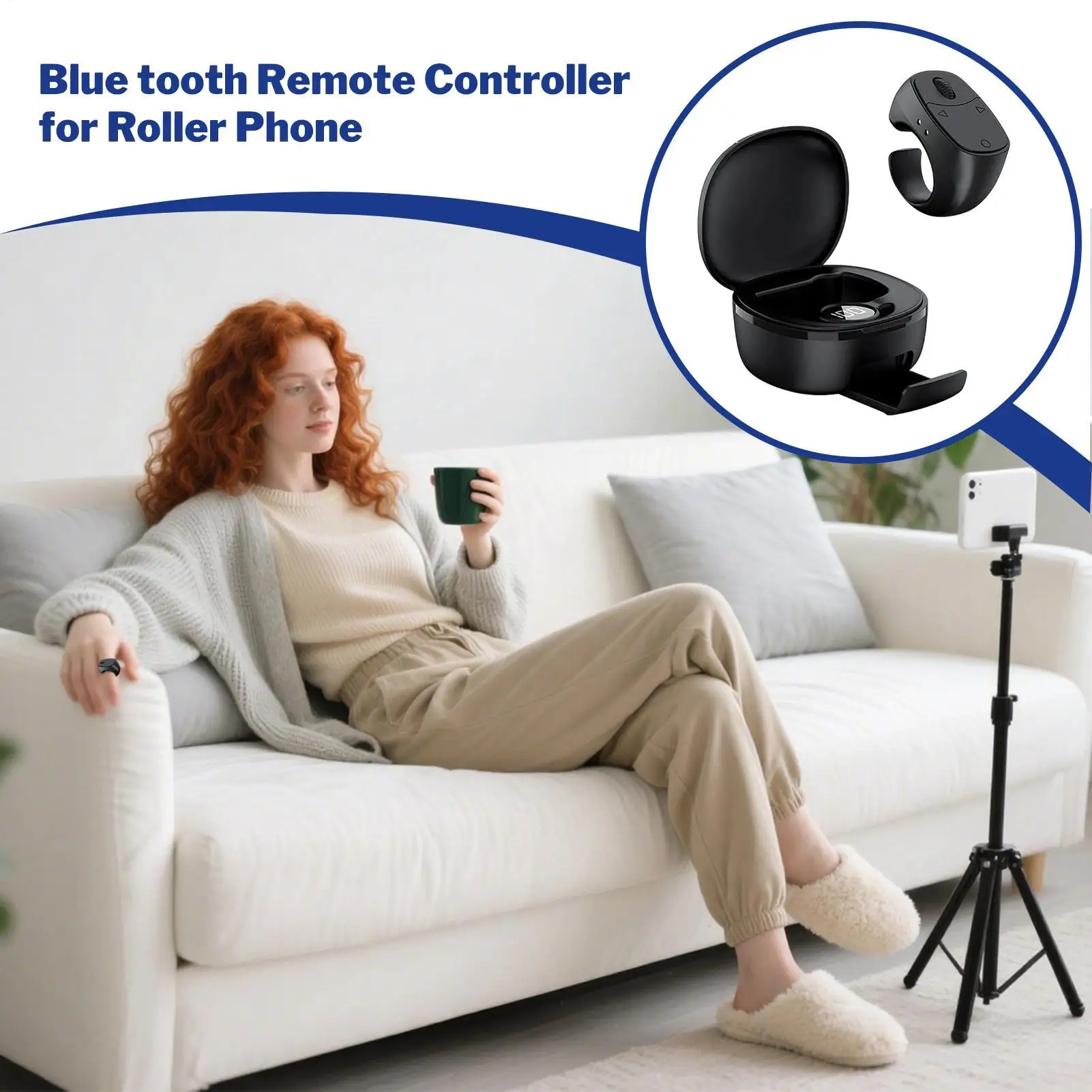 

Page Turner Remote Camera Finger Scrolling Remote Phone Holder Non-Slip Stand Zoom For Tablets Camera Reading Video Photo Selfie