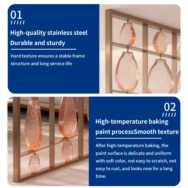 custom.Luxury Gold Glass and Stainless Steel Metal Partition Screen Panel Home Living Room Decorations Separator