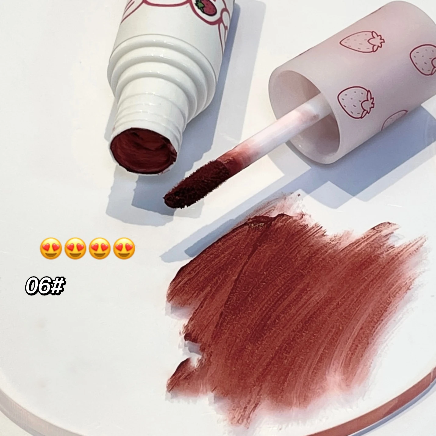 6 colori marrone rosa smalto labbra rossetto liquido opaco carino fragola velluto impermeabile nudo rosso labbro fango guancia rouge tinta cosmetici