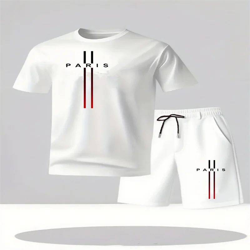 

New Summer Men's Casual T-Shirt and Shorts Two-Piece Set Relaxed Fit Men's Short-Sleeve Breathable Athletic Set Two-Piece Set