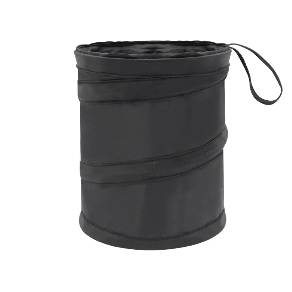Portable Black Car Trash Can Foldable Waterproof Vehicle Garbage Can Pop-up Leak Proof Car Garbage Bag Auto Interior Accessories