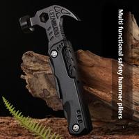 Outdoor multifunctional tool hammer pliers stainless steel mini camping portable folding tool emergency multi in one