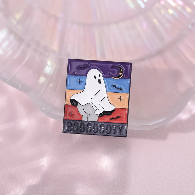 Ghoost Booty Enamel Pin Funny Cheeky Ghost Halloween Brooches Lapel Backpack Badge Jewelry Gift For Friends