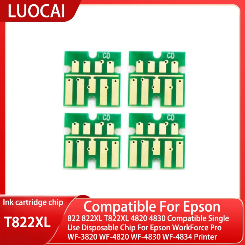 822 822XL T822XL 4820 4830 Compatible Single Use Disposable Chip For Epson WorkForce Pro WF-3820 WF-4820 WF-4830 WF-4834 Printer