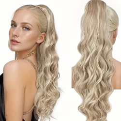 Highlight Claw Clip Synthetic Ponytail Hair Extension 24inch Long Body Wave Ponytail Wig With Mini Claw Clip For Women Daily Use