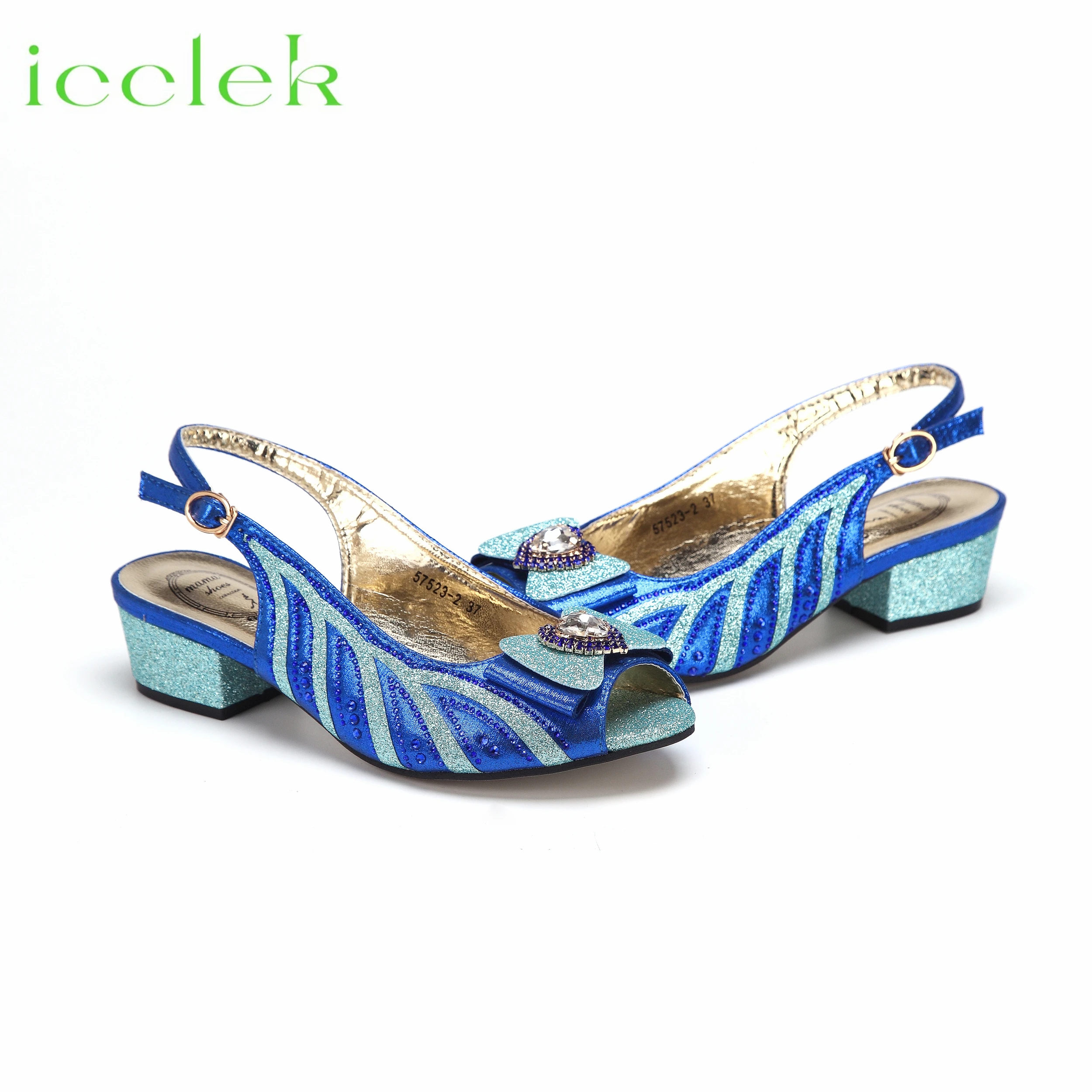 2024 Newest INS Style Royal Blue Elegant Low Heels Nigeria Popular Design African Ladies Shoes And Bag Set