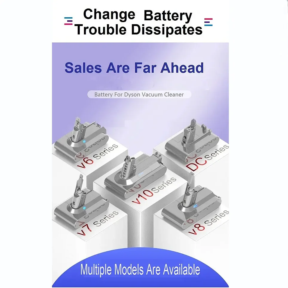 2024 NEW V10 SV12 Rechargeable Battery 25.2V 9800mAh for Dyson V10 Absolute Replaceable Fluffy Cyclone Vacuum Cleaner Battery