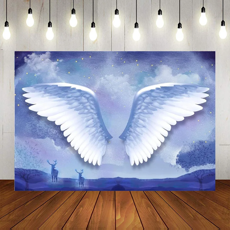 Fantasy Wings Backdrop Deer Magic Angel Wings Photography Background Dreamy Holy Christian Jesus Birth Wing Banner