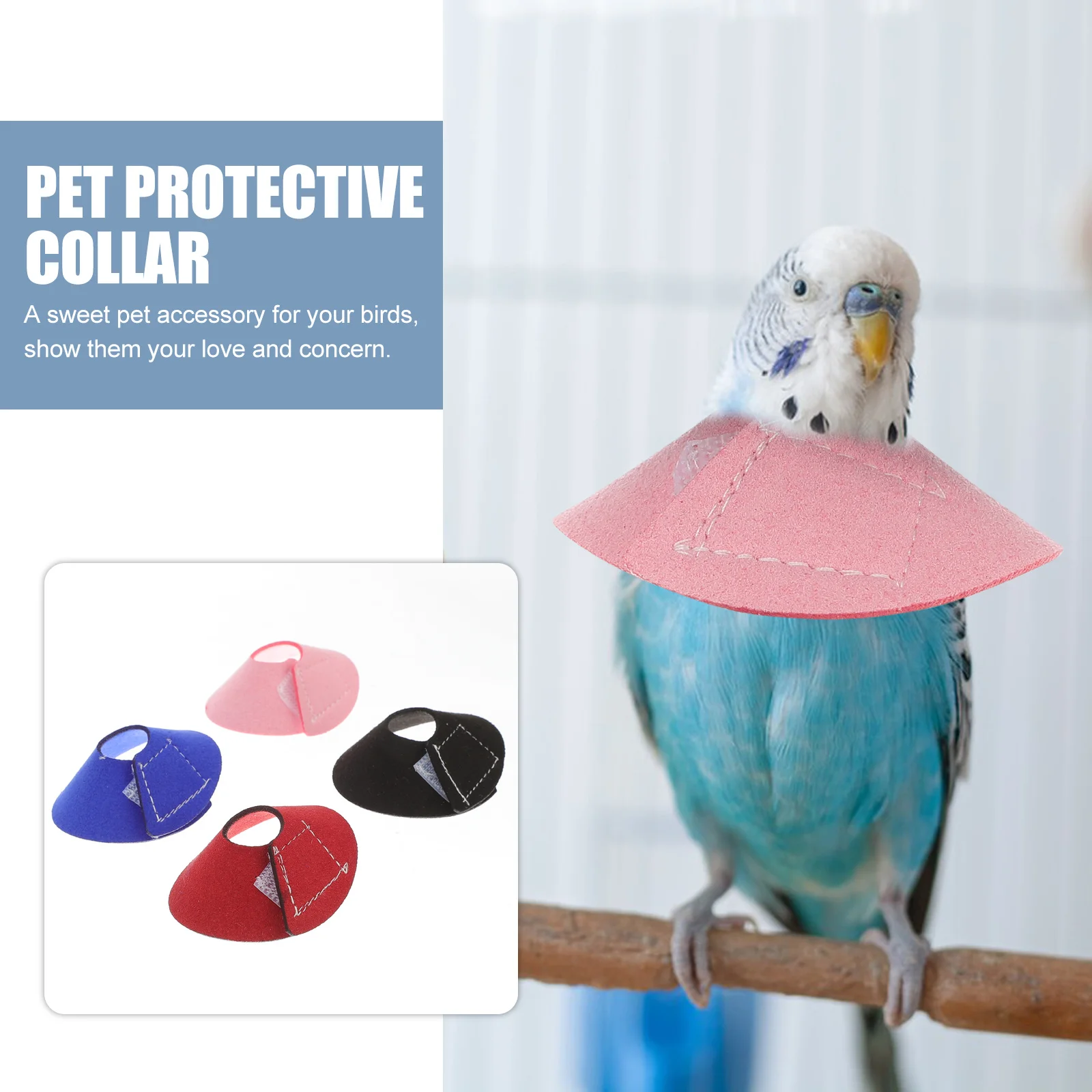 

4pcs Pet Recovery Collar Adjustable Anti-Scratch For Bird Wound Healing Grooming Care Parrot Neck Wear Accessory