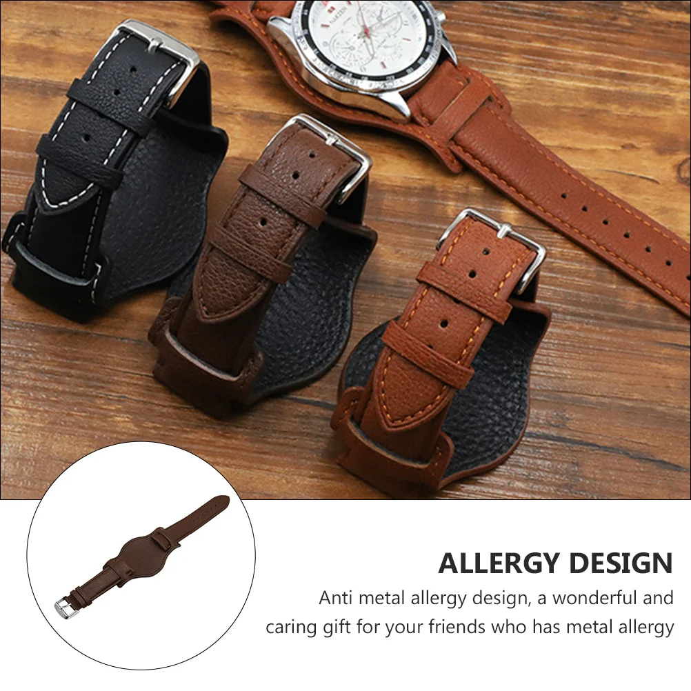 

1Pcs High Quality Cowhide Tray Strap Anti-Metal Allergy Replacement Classic Watch Band Wristband Tray Strap