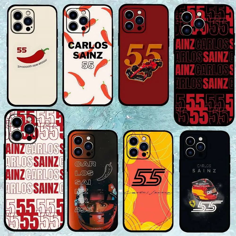 55 الفلفل الحار شعار C-Carlos S-Sainz جراب هاتف جراب هاتف آيفون 17 16 15 14 13 12 11 X XR XS Plus Pro Max غطاء أسود ناعم صغير #1