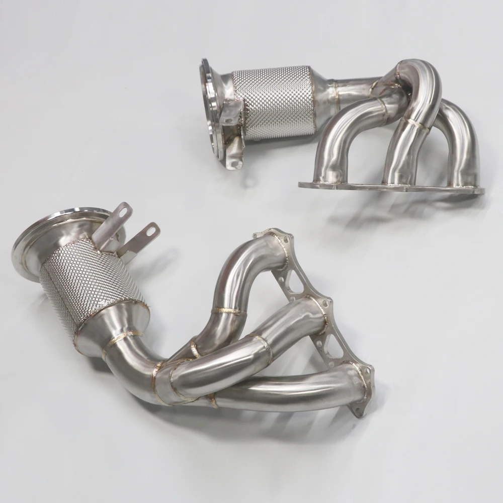 For Porsche 911 GT3 4.0L High Performance Exhaust Manifold 992 Catalytic Converter with Heat Shield Exhaust Downpipe