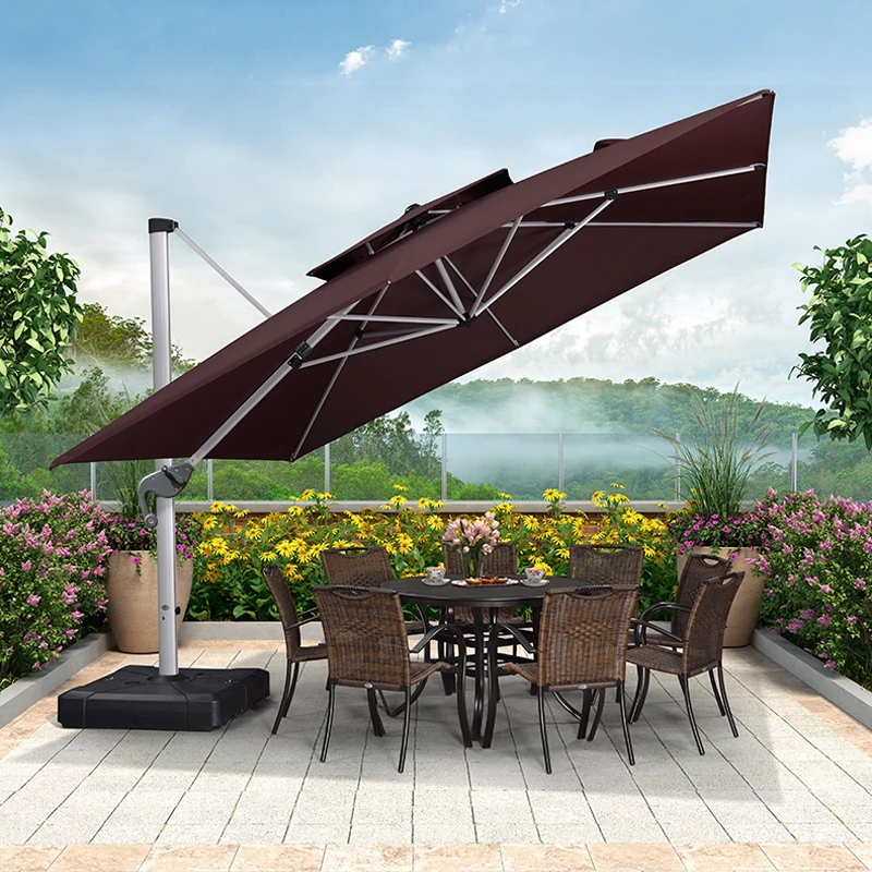 Large outdoor garden parasol cantilever sun terrace heavy roma umbrella