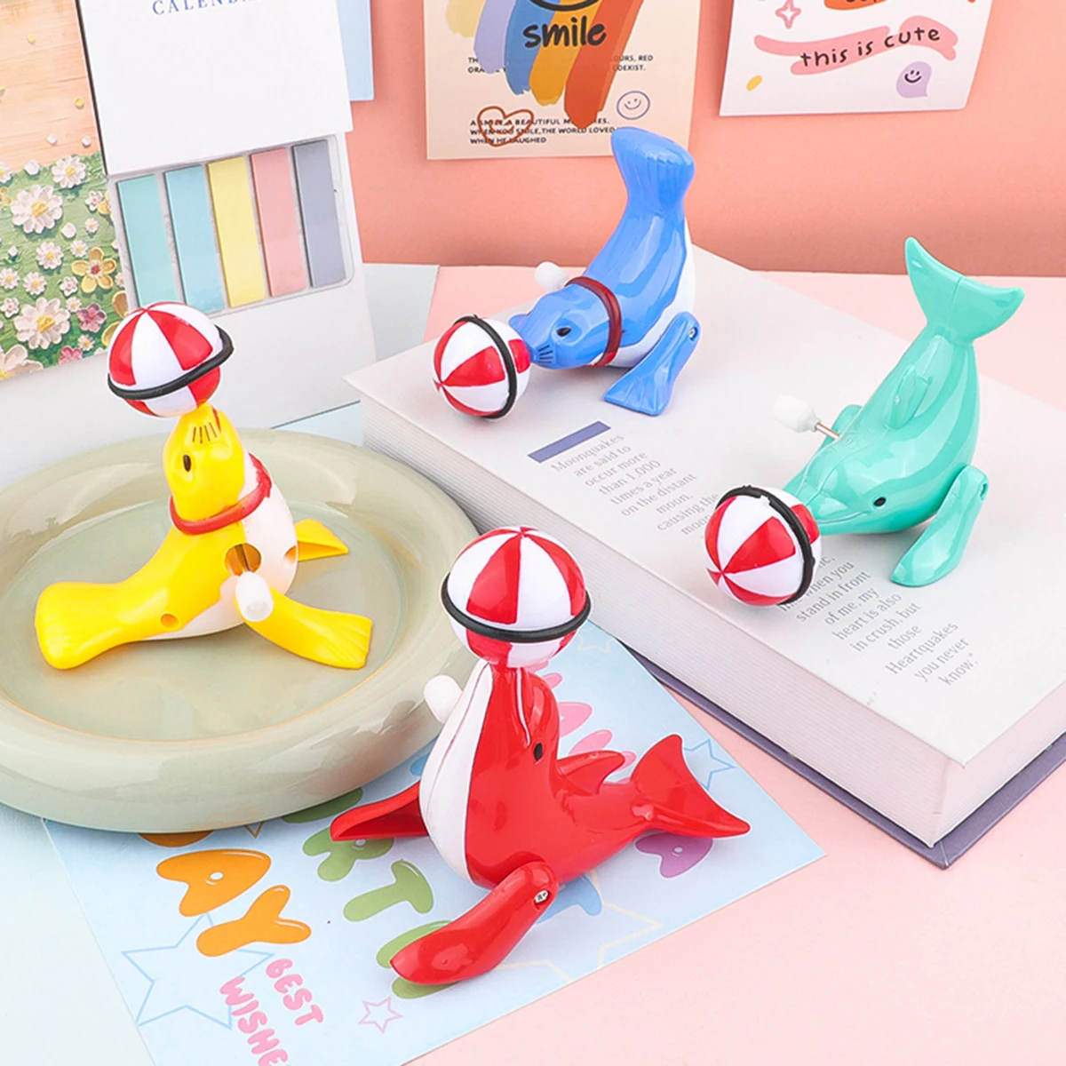 

Детские игрушки, милый заводной морской лев, верхний мяч, игрушки, креативный мультяшный заводной шар с дельфином, вращающаяся игрушка для трюков, забавные подарки