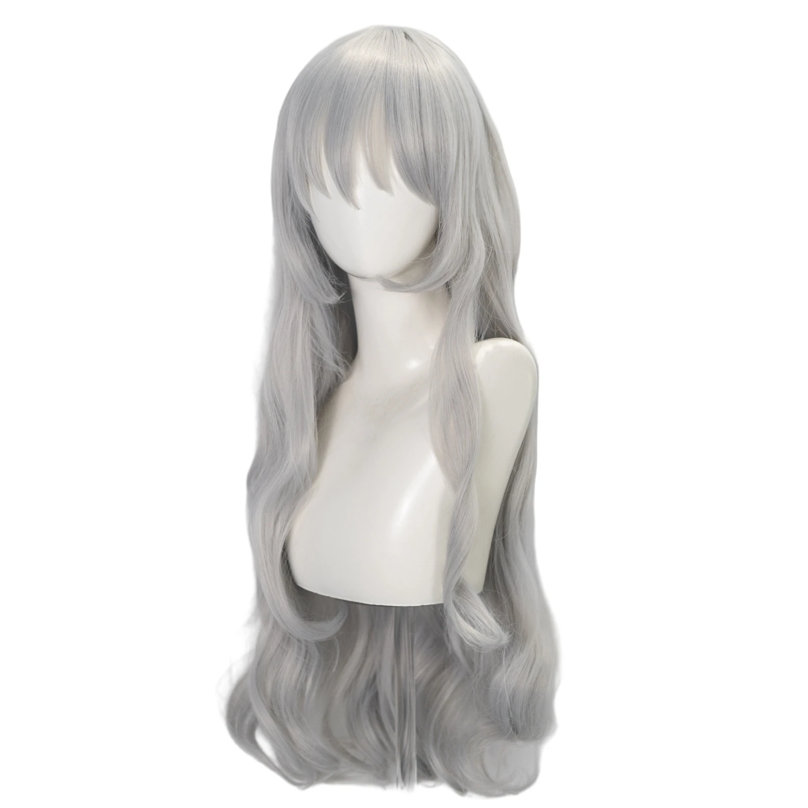 Argalia Cosplay Pruik 77 cm Anime Meisje Zilver Lange Gekrulde Haarband Met Pony Synthetische Pruiken Halloween Party Kostuum Accessoires