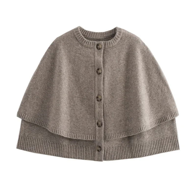 Women Cropped Cardigan Solid Color Autumn Winter Female Knitted Short Sweaters Chic Single-breasted Knitwear Lady Elegant Cloak