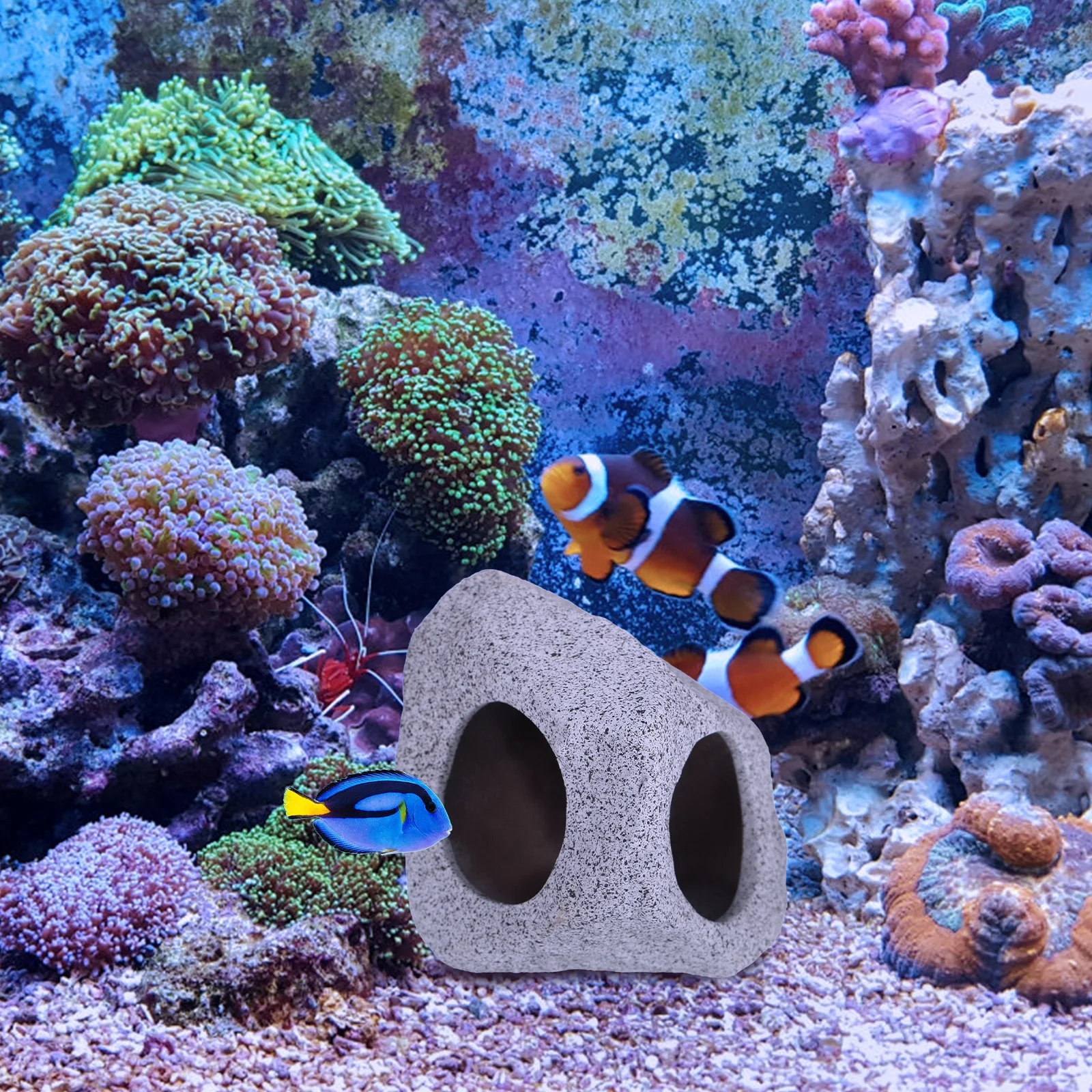 

Light Grey Aquarium Cave Decor Purple Sand Fish Shelter Realistic Fish Tank Accessories Decorative Ornament Aquarium Adornment