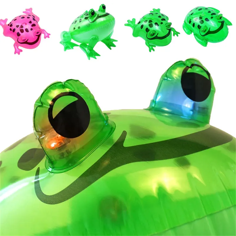 Adults Kids Novelty Fun Flashing LED Eyes Frog Inflatable Toy Cute Animals Swimming Pool Toy Outdoor Party Water Game 36*32*30cm