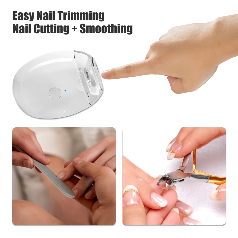 USB Automatic Electric Nail Clipper Nail Trimmer Grinder Polisher Manicure Pedicure Tools Low Noise Safe Adult Kids Nursing Care