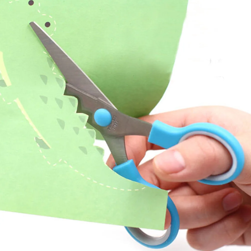 6pcs Student Scissors Stainless Steel Safe Edge For Paper Cutting Diy Scrapbook Greeting Cards Plastic Scissor