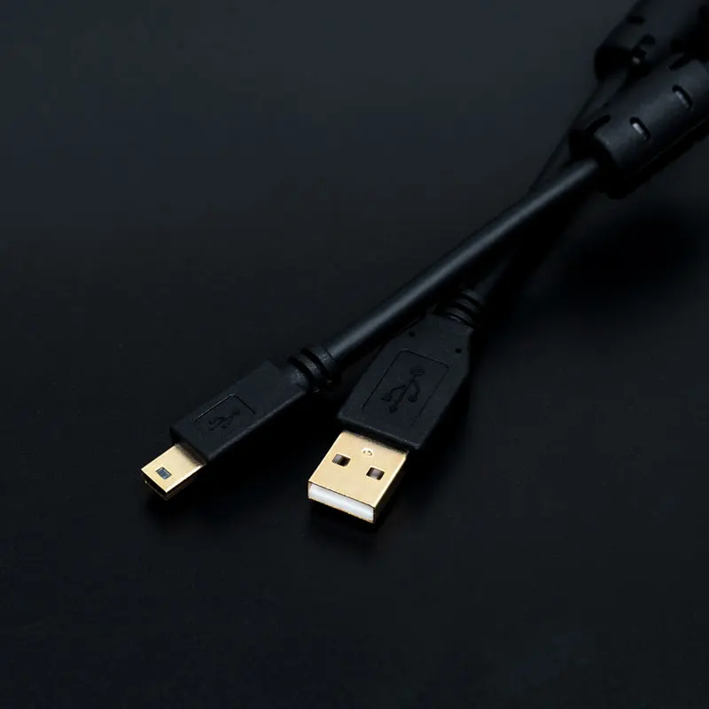 MiniUSB كابل T-port عالية التدريع مع حلقة مغناطيسية مزدوجة مكافحة التشويش عالية السرعة تحميل خط نقل الاتصالات