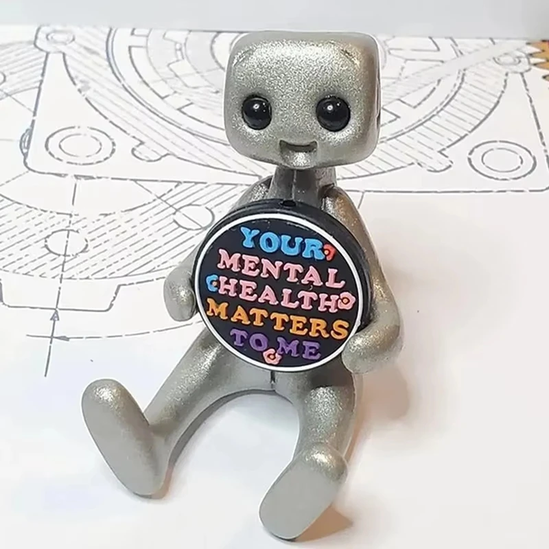 Your Anxiety Is A Lying Hoe Robot Cute Tiny Figure Mental Health Resin Desk Home Office Desk Buddy Children's Toy Gifts