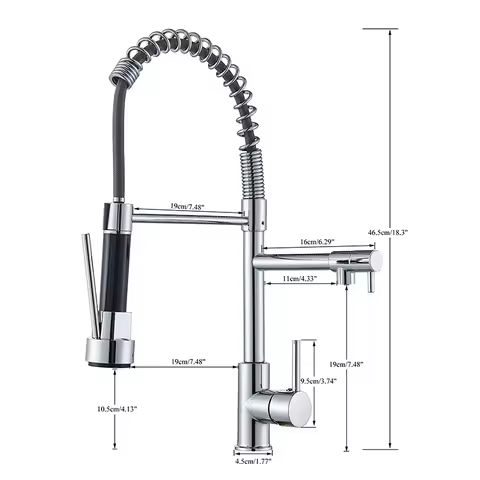 Wanmivezlo Pull Down Kitchen Sink Faucet Hot Cold Water Mixer Crane Tap with Dual Spout 360 Rotation High Faucet Deck Mounted