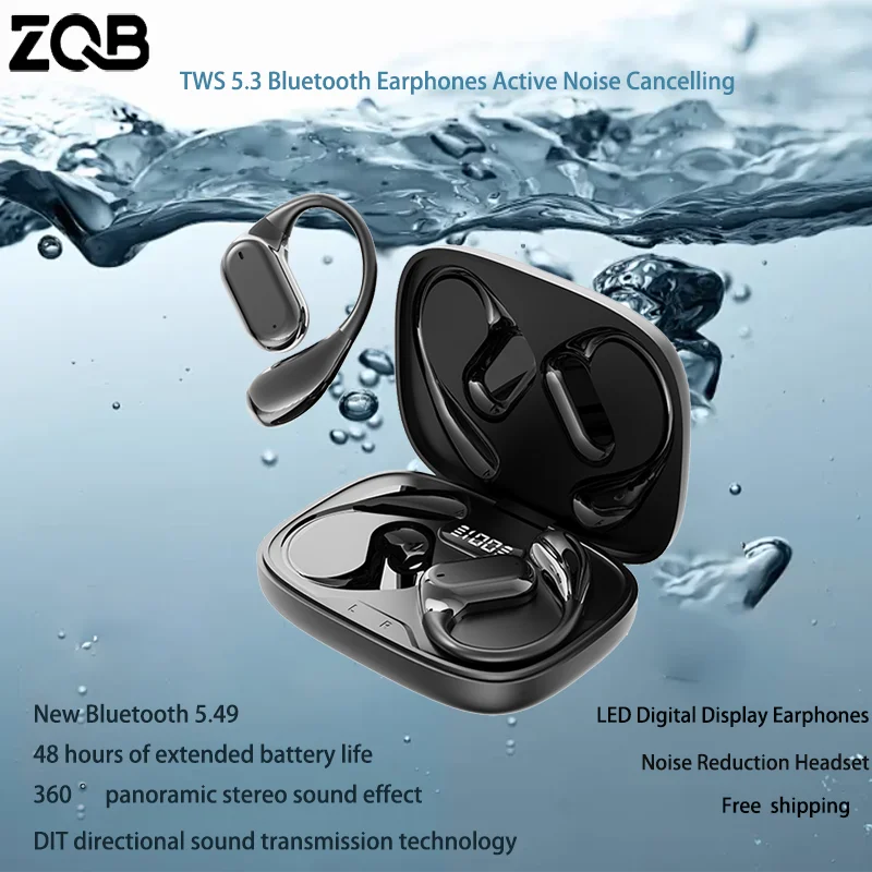 ZQB OWS New Wireless Headphones Hang-On Headphones earphones bluetooth lightning earbud type c hook  With Mic noise reduction