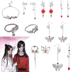 Anime TGCF cosplay biżuteria TianGuanCiFu motyl z zawieszką bransoletka kolczyki z regulowanym pierścieniem huacheng xielian prezenty dla fanów