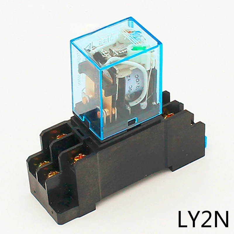 10A dpdt relay 12VDC 24VDC 110VAC 220VAC LY2N General Purpose Relay LY2NJ with power relay base socket 8 pins LY2 relay switch