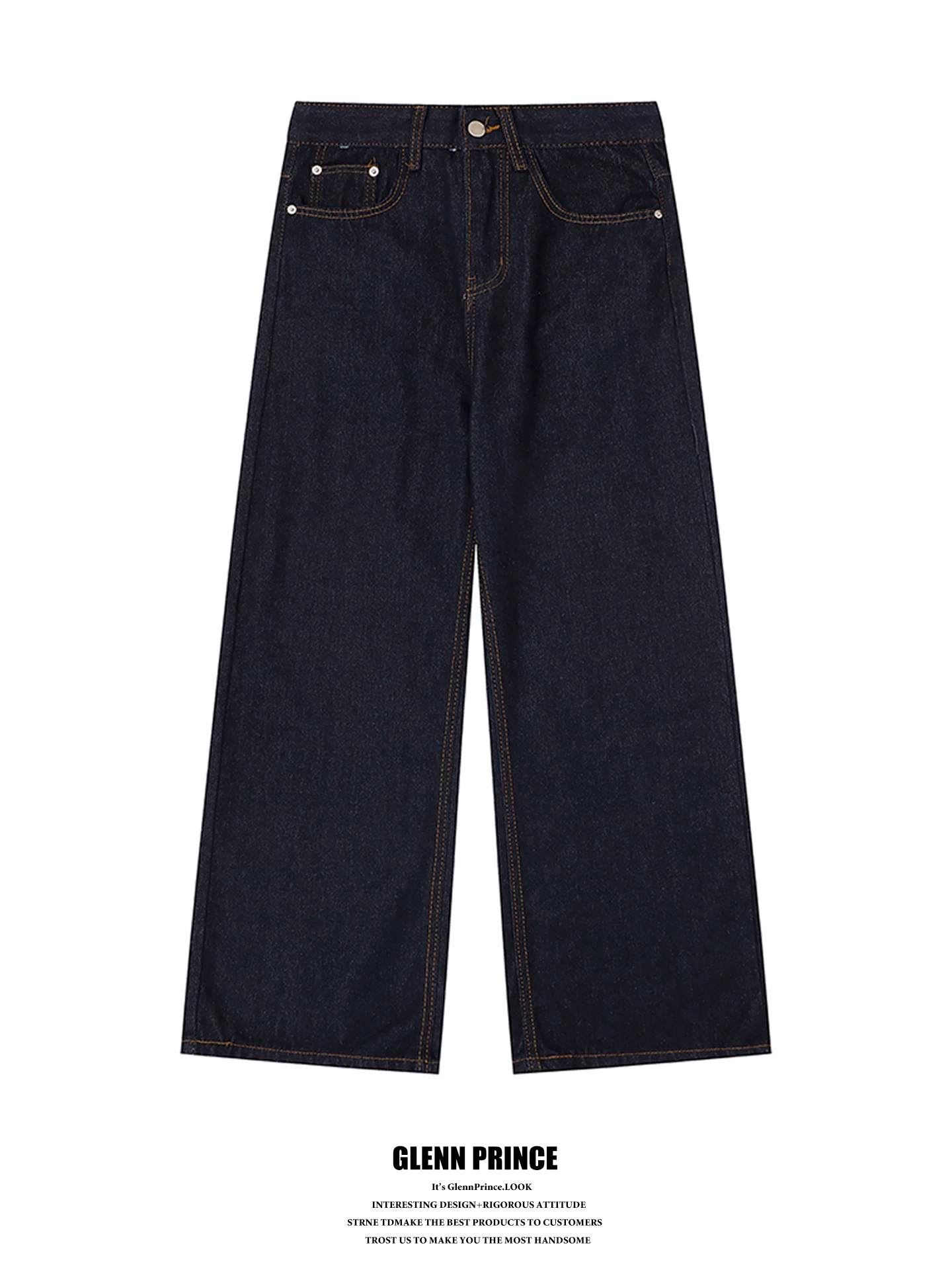 

Cleanfit Original Color Denim Men's Loose Straight Leg Pants Pure Color Versatile Casual Trousers by GPstudio