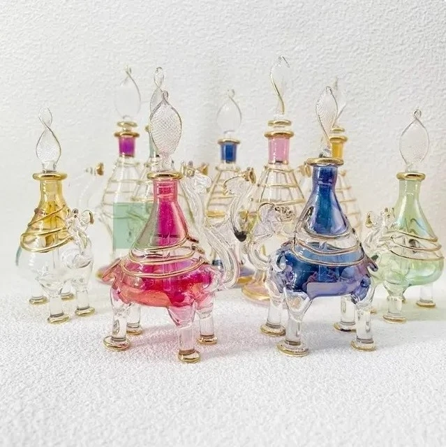 Imported Egyptian Perfume Bottle, Handmade Flavor Bottle, Multi-color Dipping Glass Bottle Exquisite Ornament