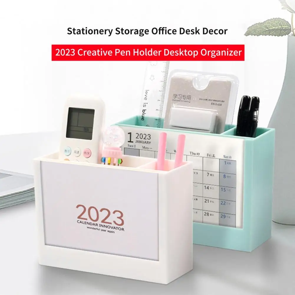 1 Set Schreibtisch Kalender 2 Fächer Austauschbare Papier 2023 Kreative Stift Halter Desktop-Organizer Schule Liefert