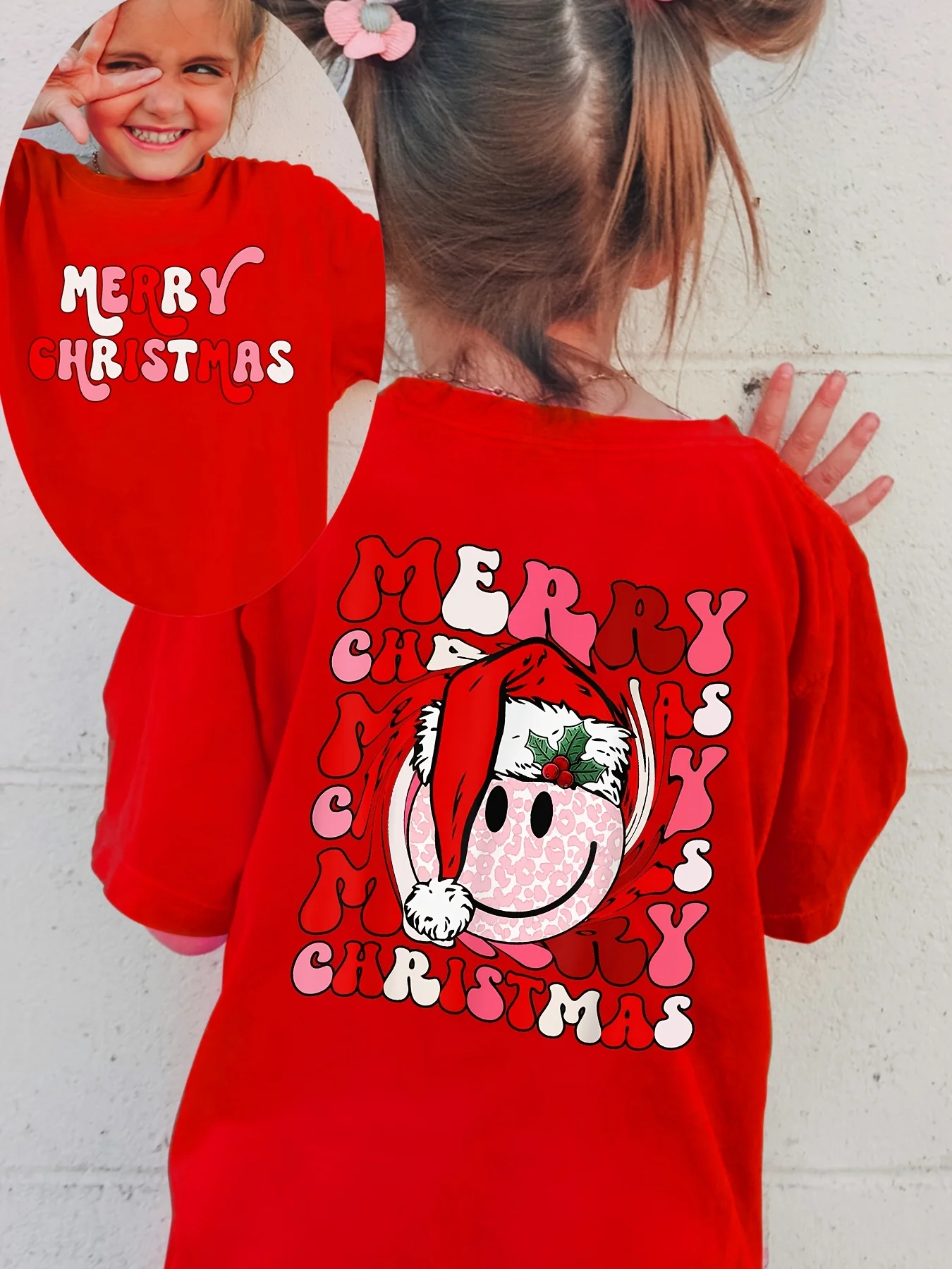 تي شيرت عيد الميلاد للفتيات، ملابس عيد ميلاد سعيد للأطفال، تي شيرت قطني للعطلات، ملابس أطفال احتفالية، ملابس حفلات عيد الميلاد للفتيات #2