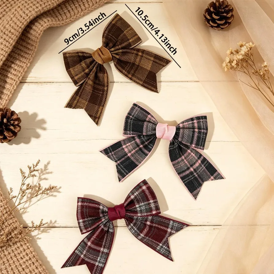 36pcs Vintage Plaid Hair Bows for Girls Cute Duckbill Hair Clips Barrettes Children's Headwear Hairpins Bow Accessory for Kids