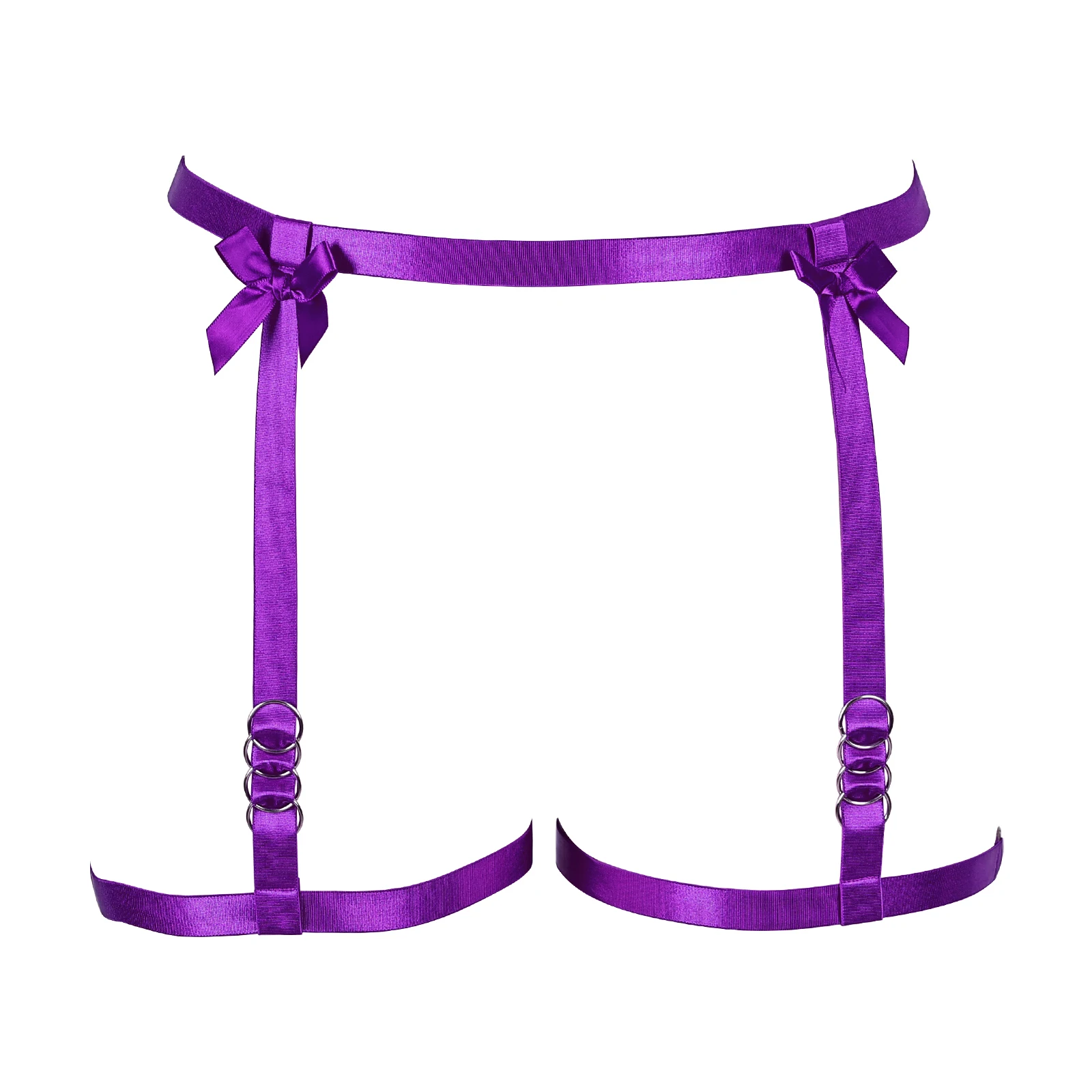 Donne Harajuku Wedding Leg Purple Bow giarrettiera Goth Rave Body Cage vita alta giarrettiera cintura Bondage calza accessori