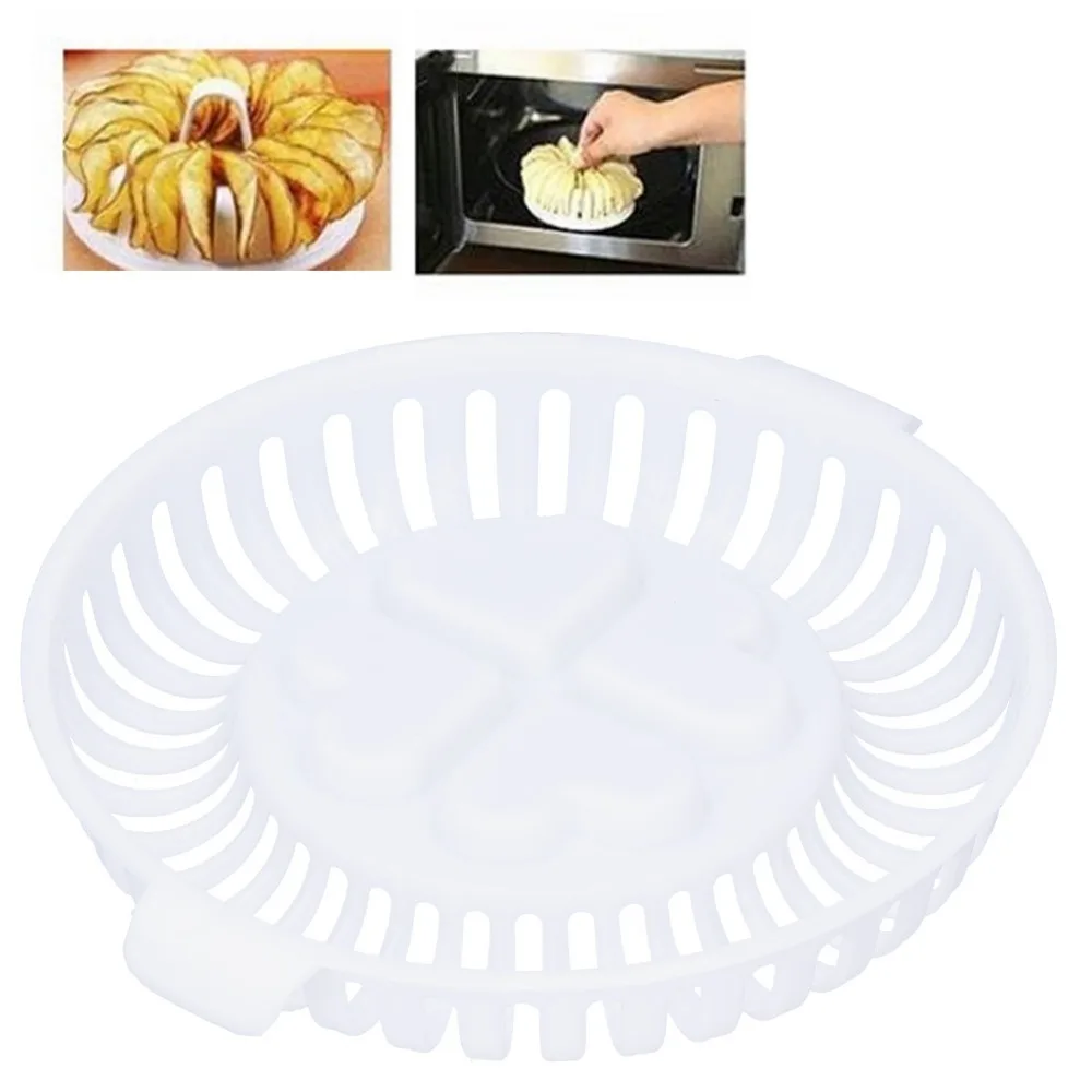 PP Microwave Chip Maker No Oil Needed Thickness Guide Chip Crisper Fat Free Cooking Snack Food Rack DIY Homemade Vegetable Fruit