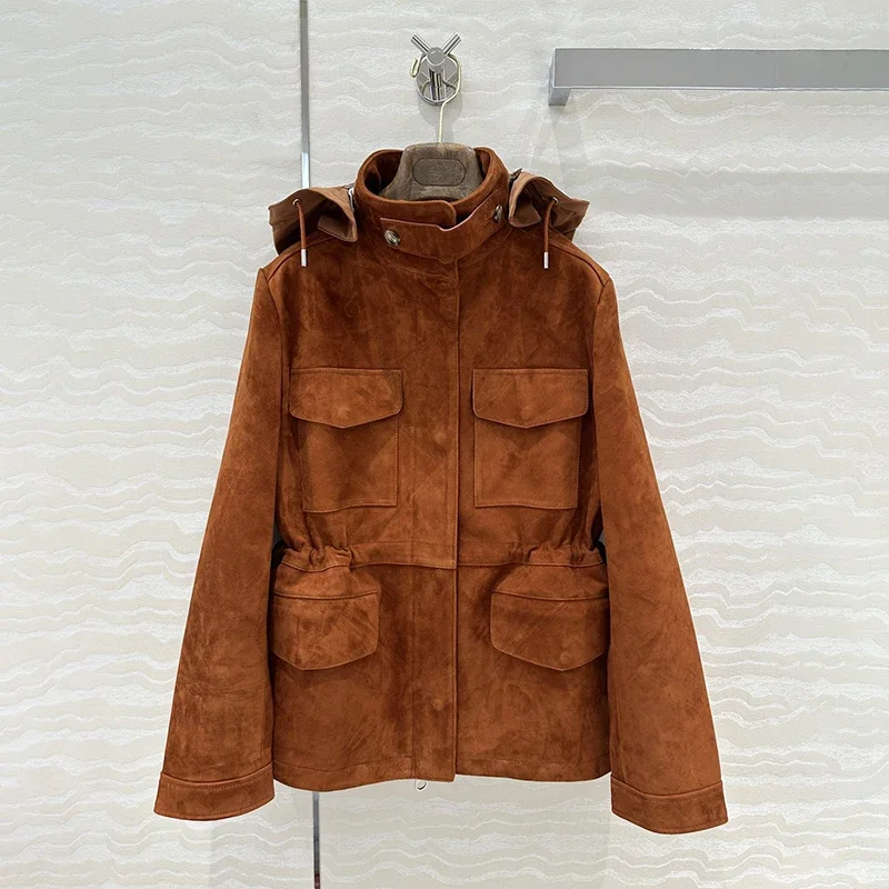 PA* 2024 AW Leather Vintage Hunting Jacket Versatile Pocket Hoodie Coat Woman's Jackets Y2k Women's Clothing