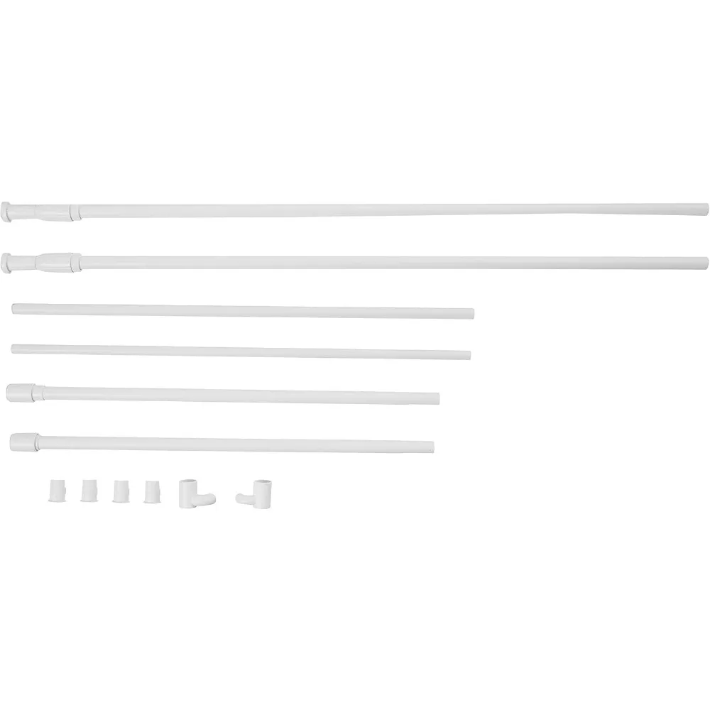 Expandable Tension Curtain Rod & Room Divider, White - No Tools Needed, Damage-Free Installation