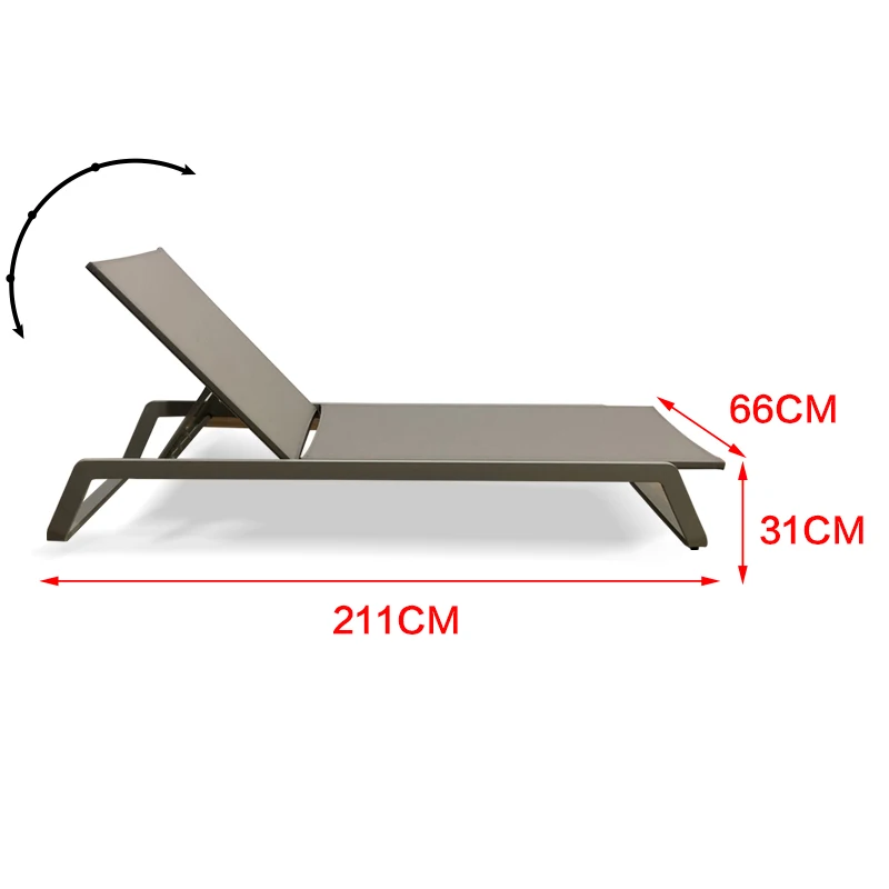 알루미늄 간편 설치 야외 라운지 의자 파티오 정원용 선베드 수영장 가구 라운저 선체어
