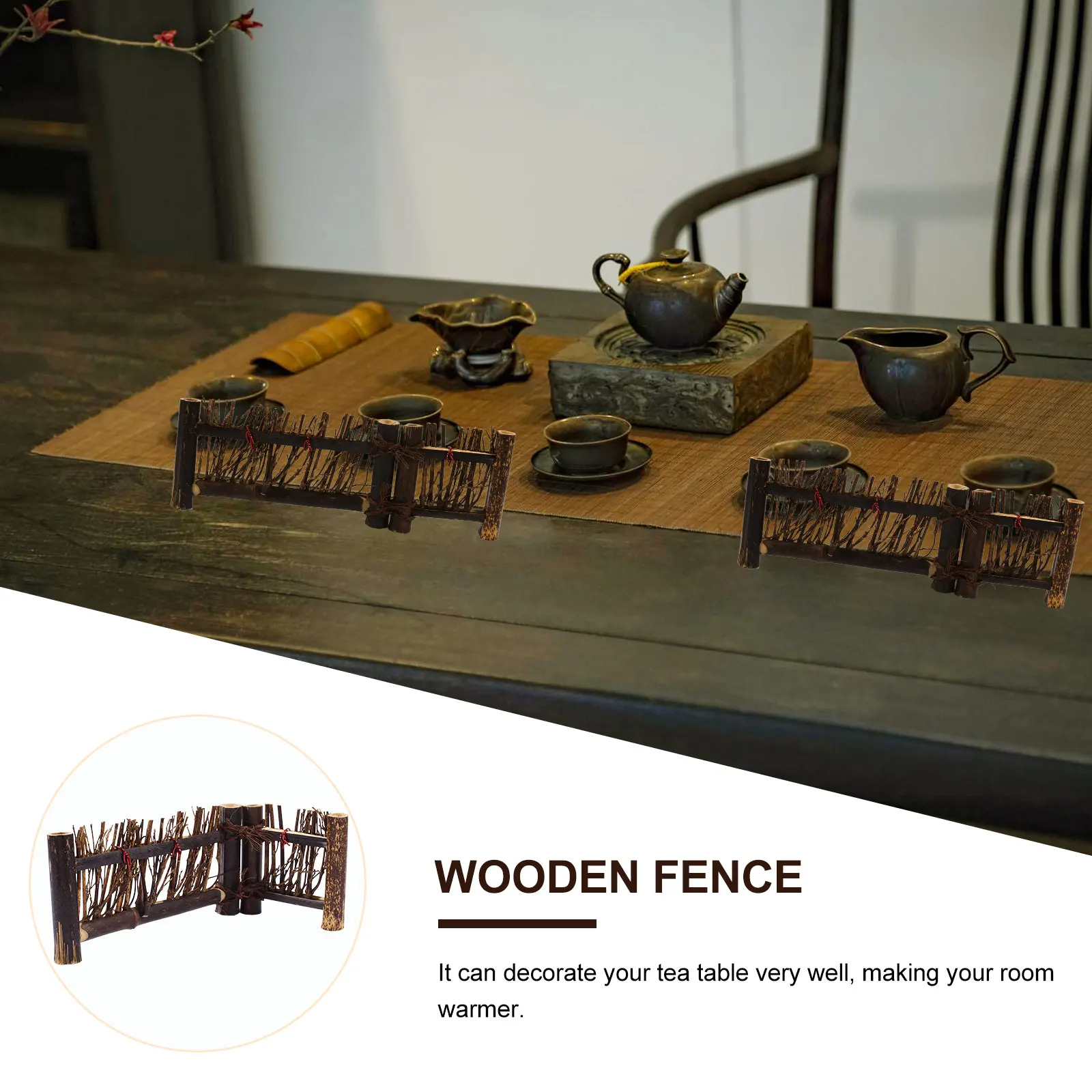 

Mini Small Screen Natural Wood Fence Adornment Home Decorative Supply Desk Flower Pot Aesthetic Photo Prop Wooden Fence Decor