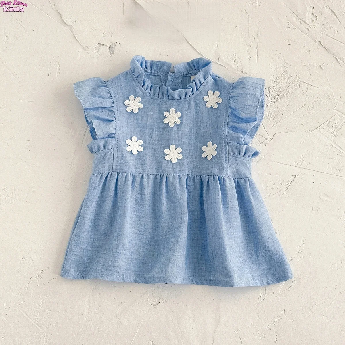 

0-3Y Infant Baby Girl Clothes Newborn Girls Dress Floral Flutter Sleeve Dress Daisy Applique Dress Casual Summer Party Outfit