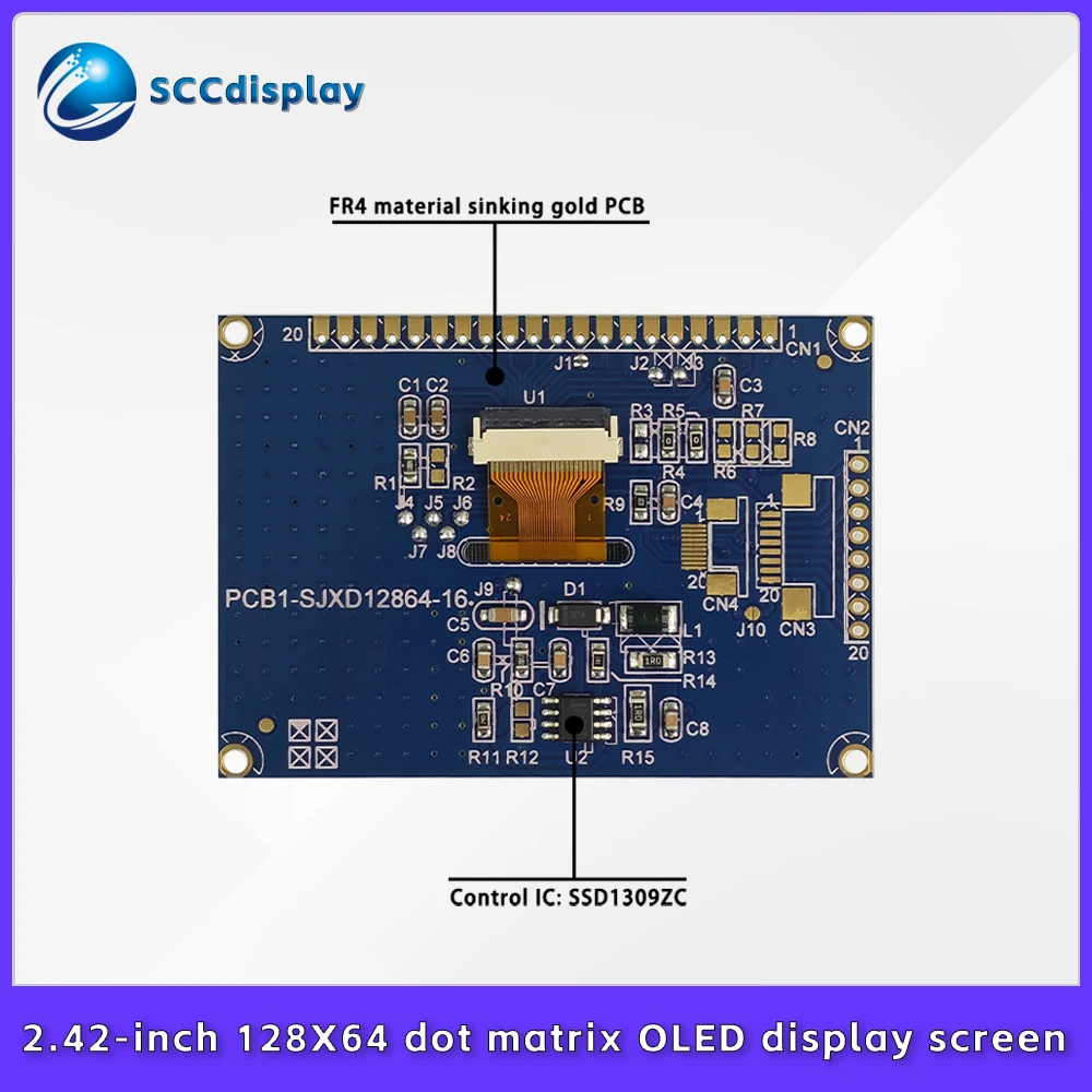2.42-inch OLED display LCD screen SJXD12864-16 High contrast display 128*64 resolution SPI/IC interface SSD1309 driver 3.3V