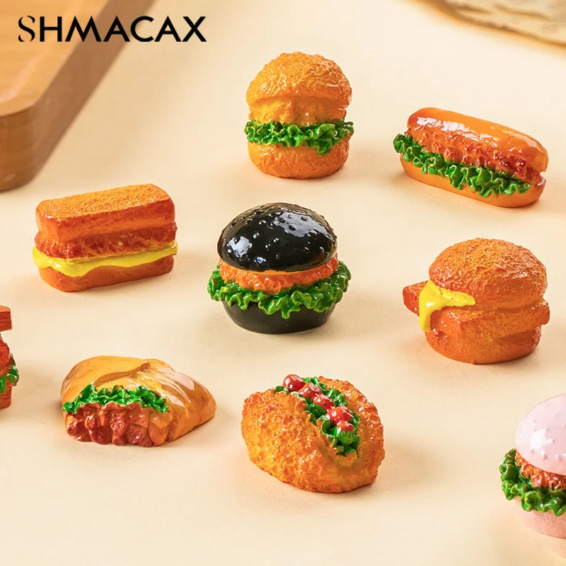 1PC Miniature Resin Food Play Mini Burger Kitchen Scene Simulation Creative Doll Accessories Ornament Dollhouse Hamburger