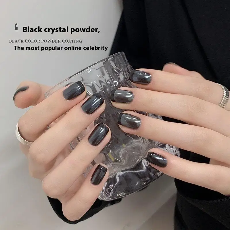 Schwarzer, kristallbeschichteter Glitzer-Pailletten-Highlight-Glanz-Nagel-Charm, Nageldekoration, Nagelstudio, Maniküre-Zubehör