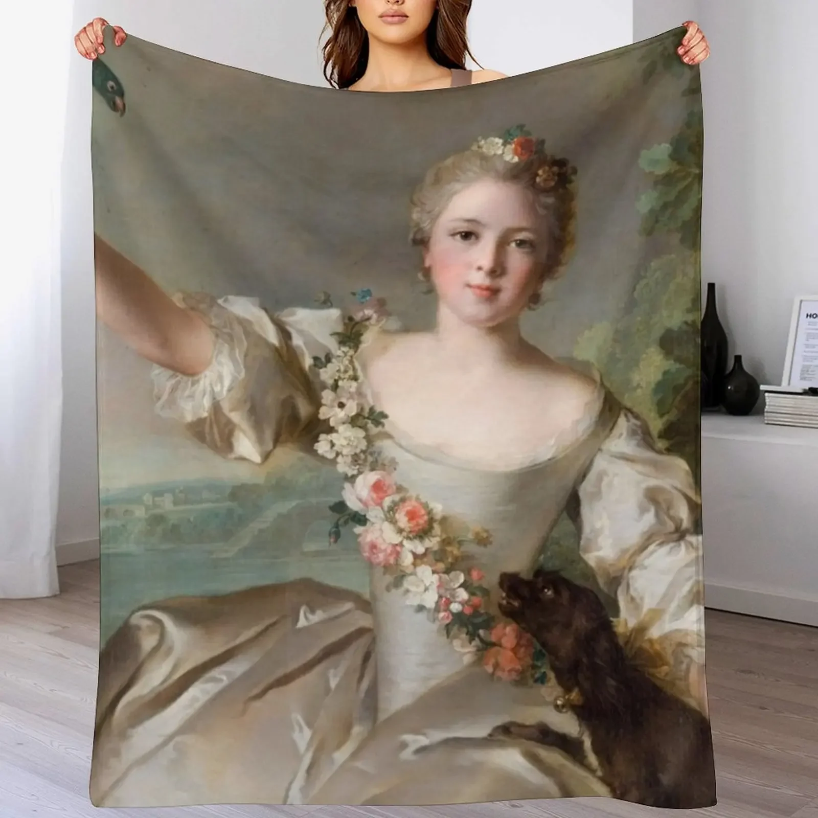

Portrait de Mathilde de Canisy - Jean-Marc Nattier painting Throw Blanket for sofa Soft Thin halloween Blankets